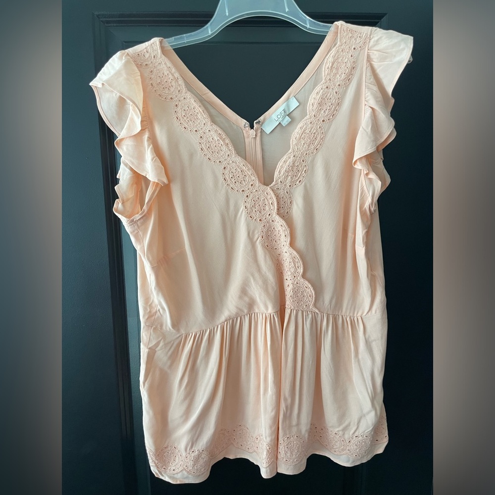 LOFT Peachy Pink Lace Top - size 12